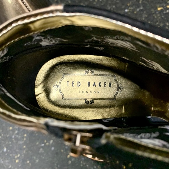 Ted Baker London Gold Foil Block Heeled Ankle Boot - Picture 10 of 13